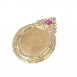 K18YG(枠) ルビー コイン ペンダント