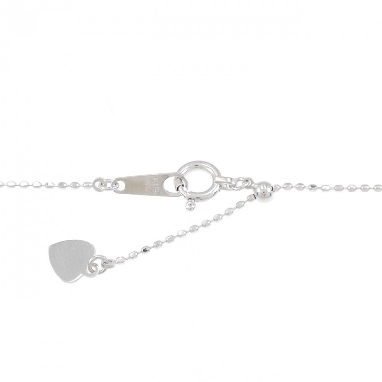 K18WG フラワー ダイヤモンド ネックレス 0.14CT