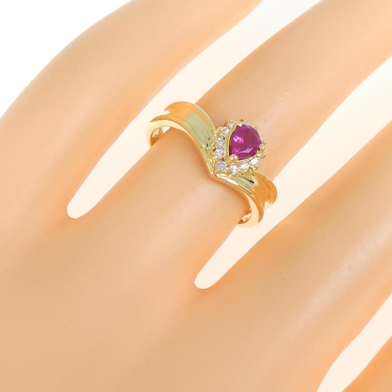 K18YG ルビー リング 0.37CT