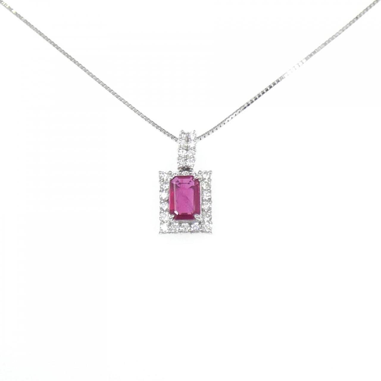 PT900/PT850 ルビー ネックレス 0.952CT