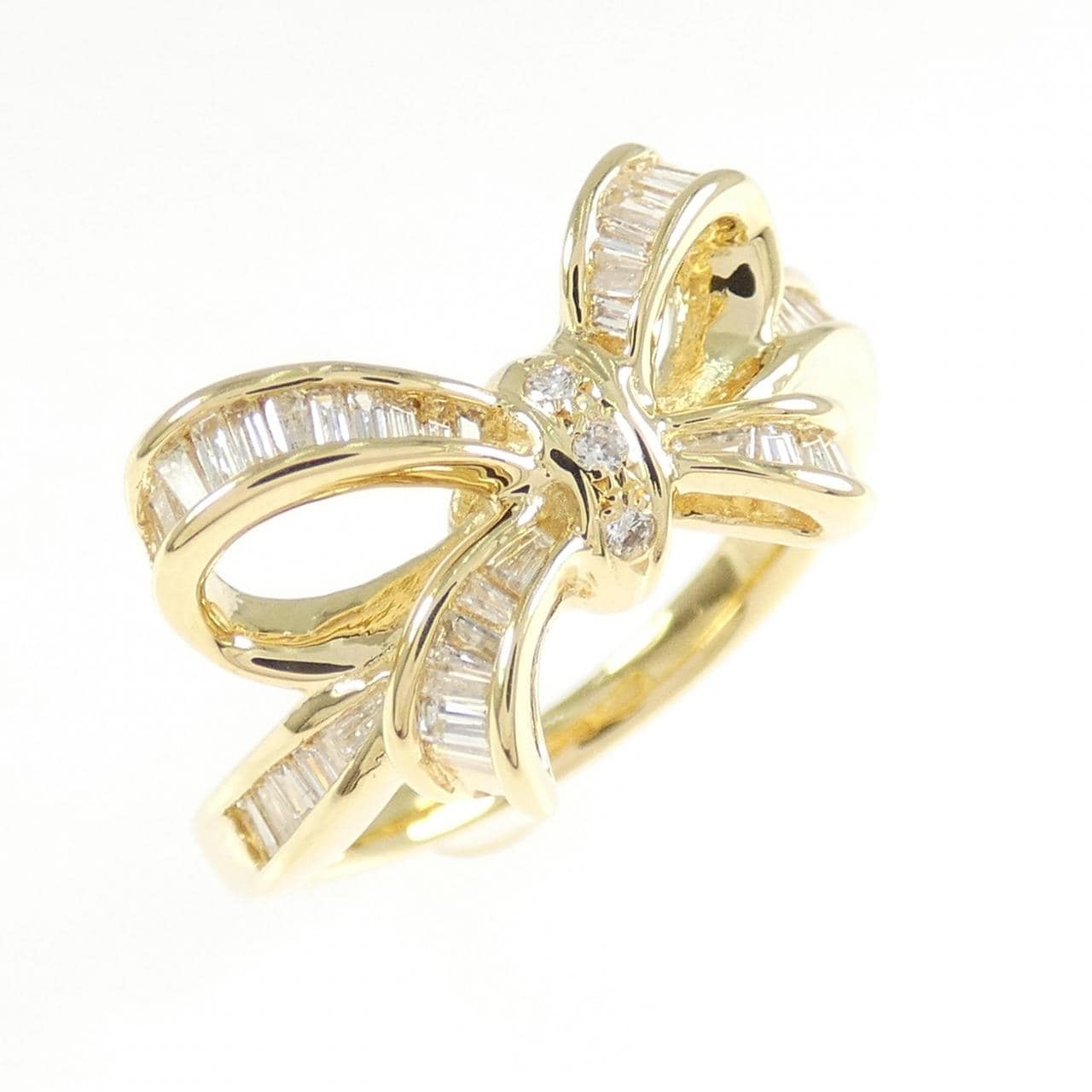 K18YG リボン ダイヤモンド リング 0.33CT