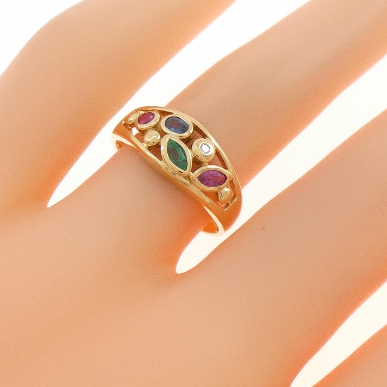 K18YG カラーストーン リング