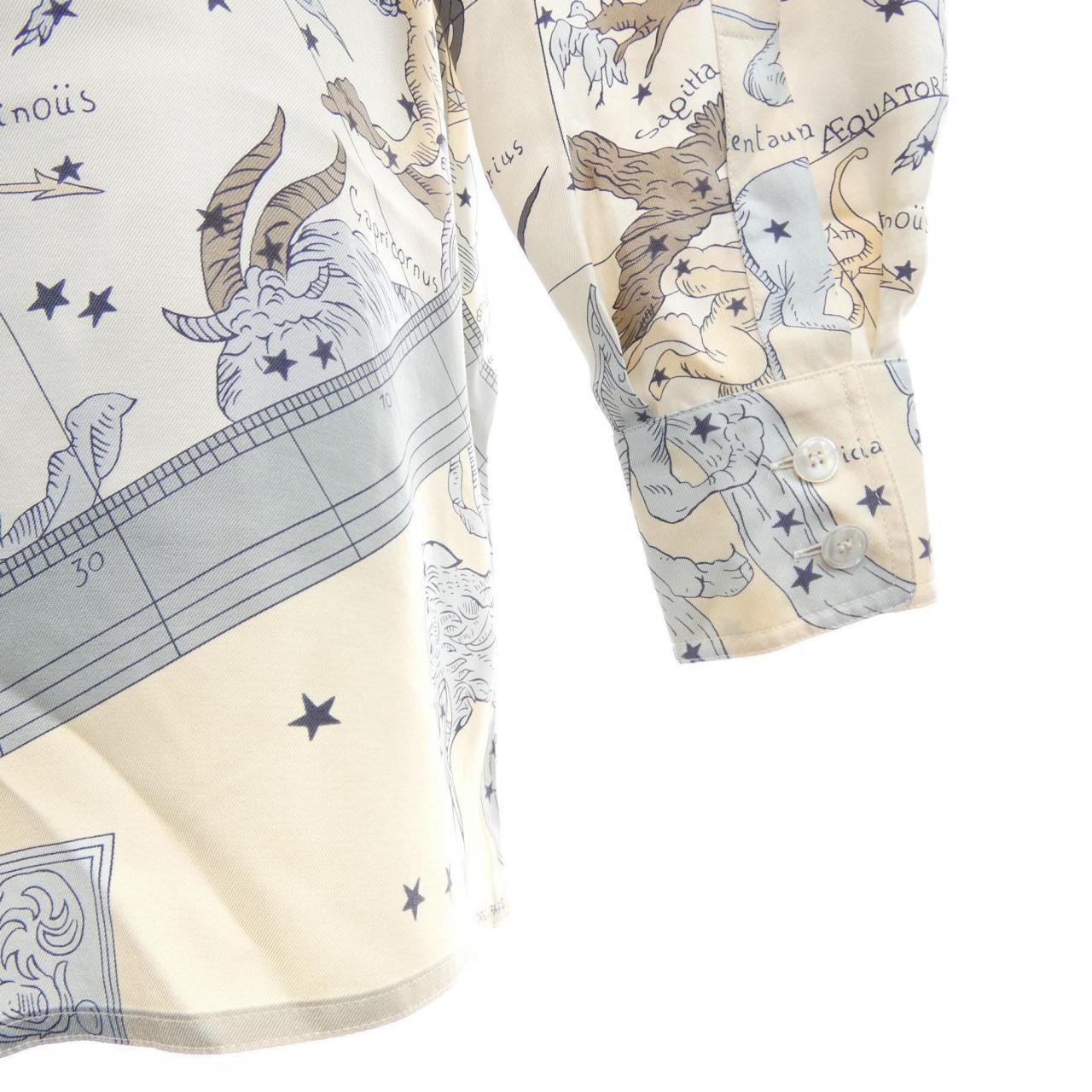 【ヴィンテージ】エルメス HERMES HEMI SPHARIUM COELI BOREALE ツイルレーヌ. シャツ