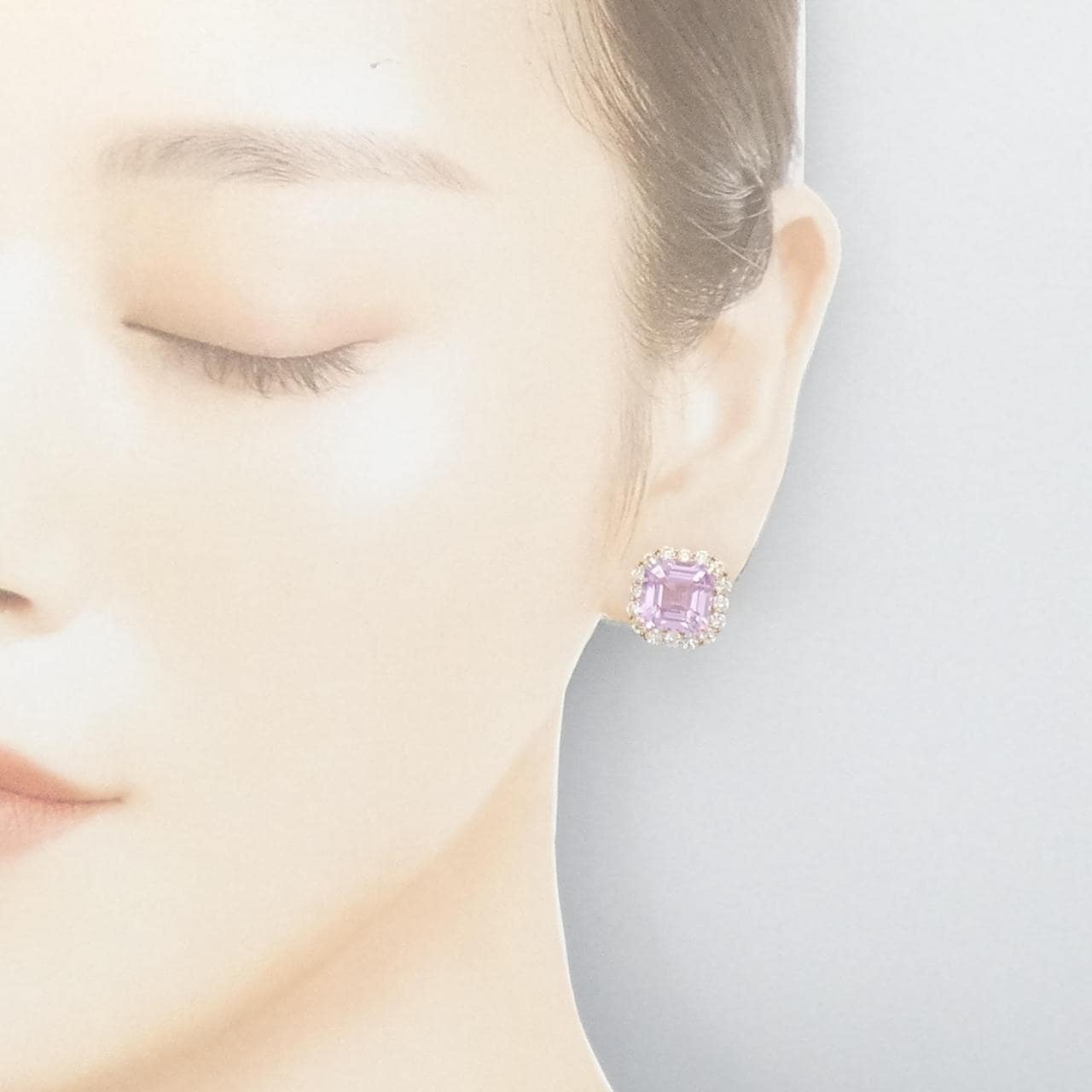 K18PG クンツァイト ピアス 12.45CT