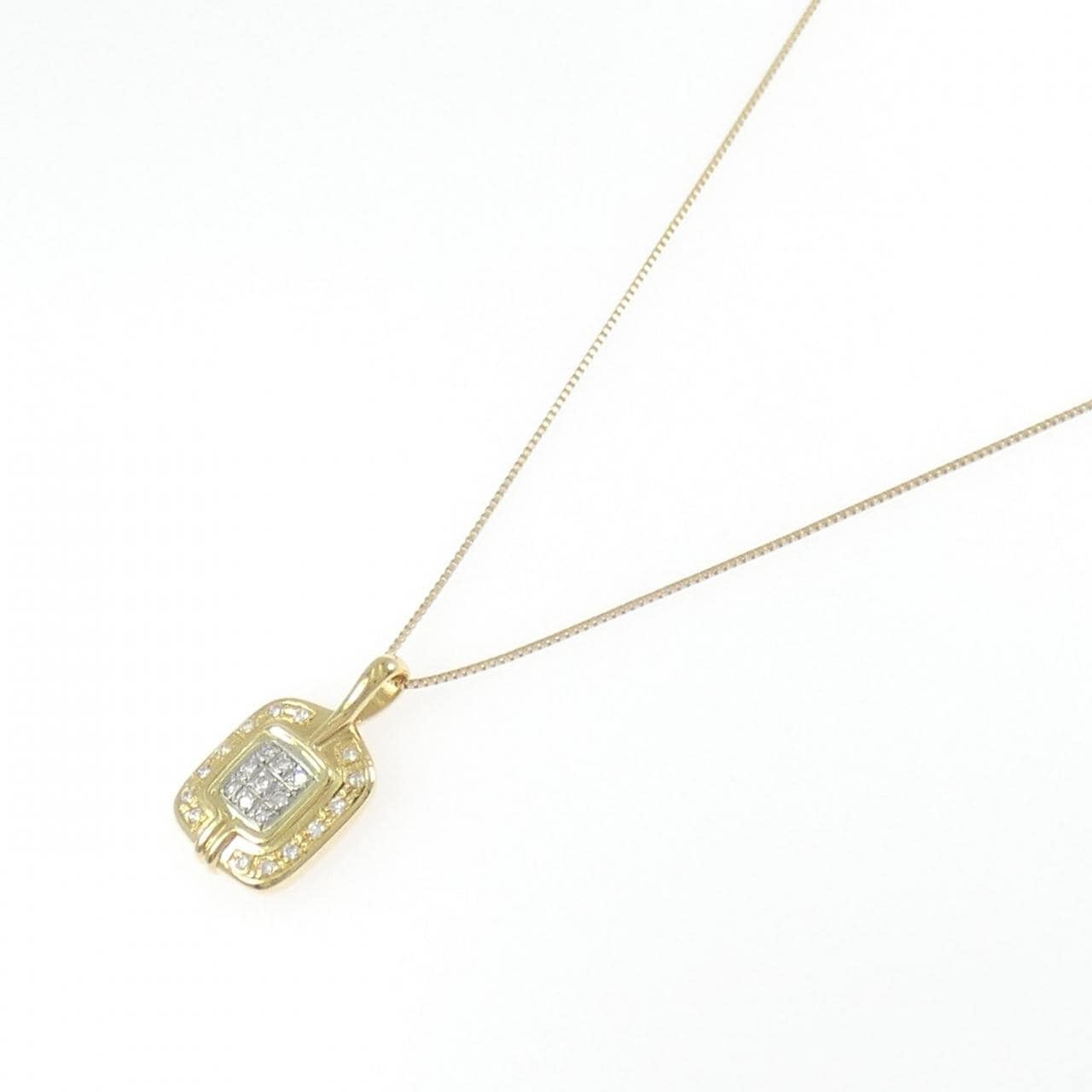 K18YG/PT850 ダイヤモンド ネックレス 0.13CT
