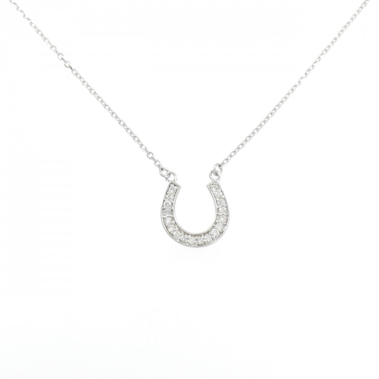 K18WG ホースシュー ダイヤモンド ネックレス 0.18CT