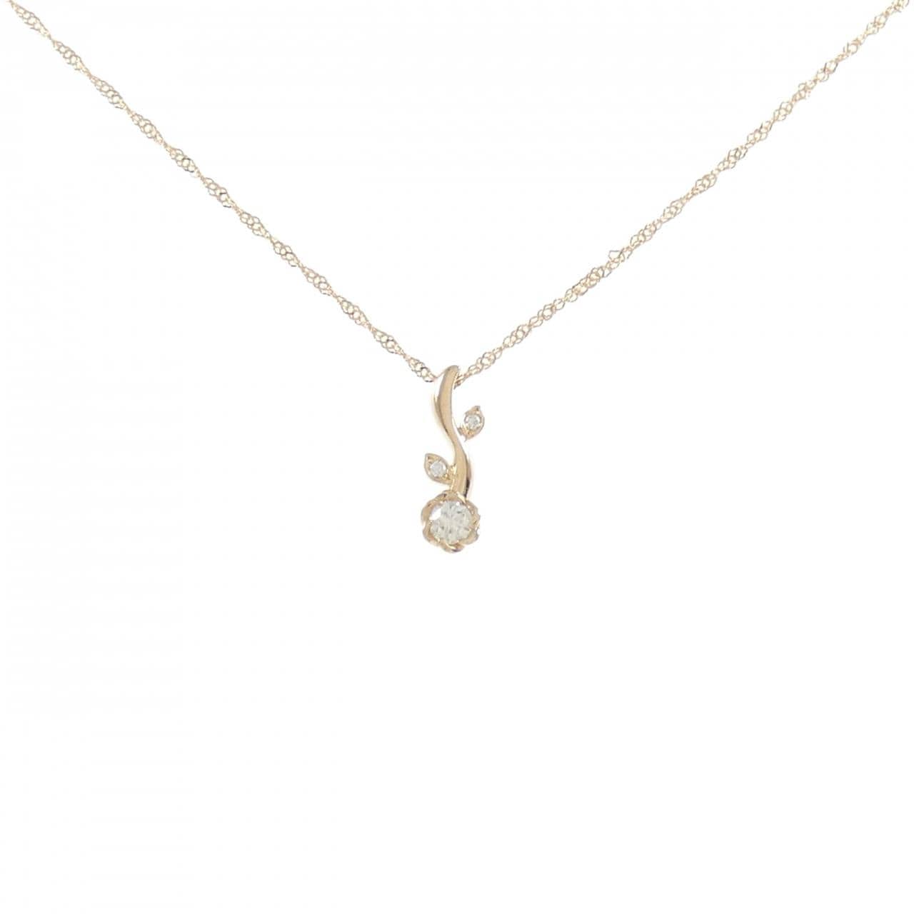 K18PG フラワー ダイヤモンド ネックレス 0.08CT