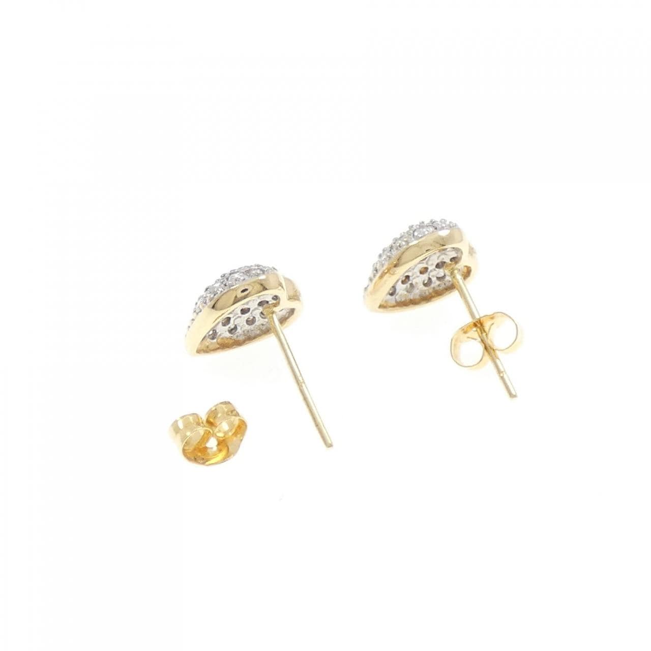 K18YG/K18WG パヴェ ハート ダイヤモンド ピアス