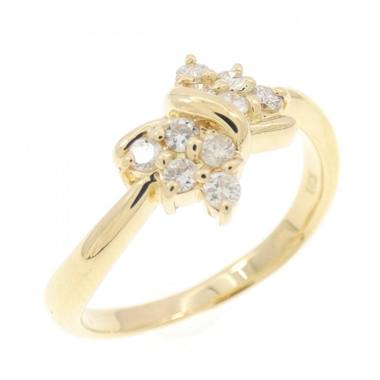K18YG リボン ダイヤモンド リング 0.20CT