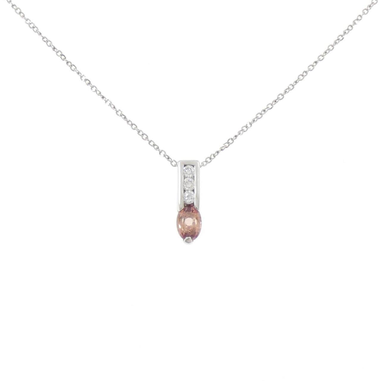 PT900/PT850 Padparadscha Sapphire Necklace 0.391CT