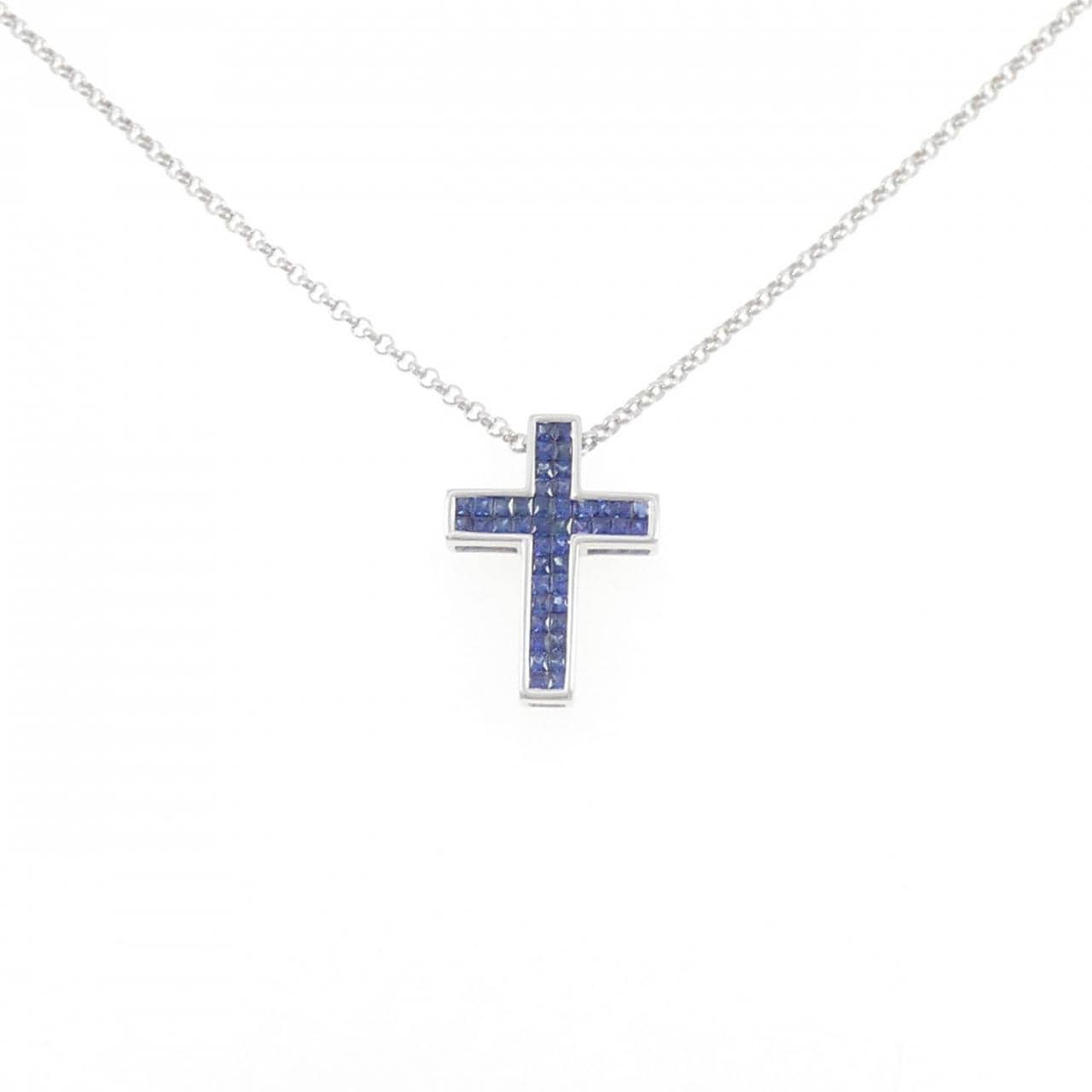 K18WG クロス サファイヤ ネックレス 0.70CT