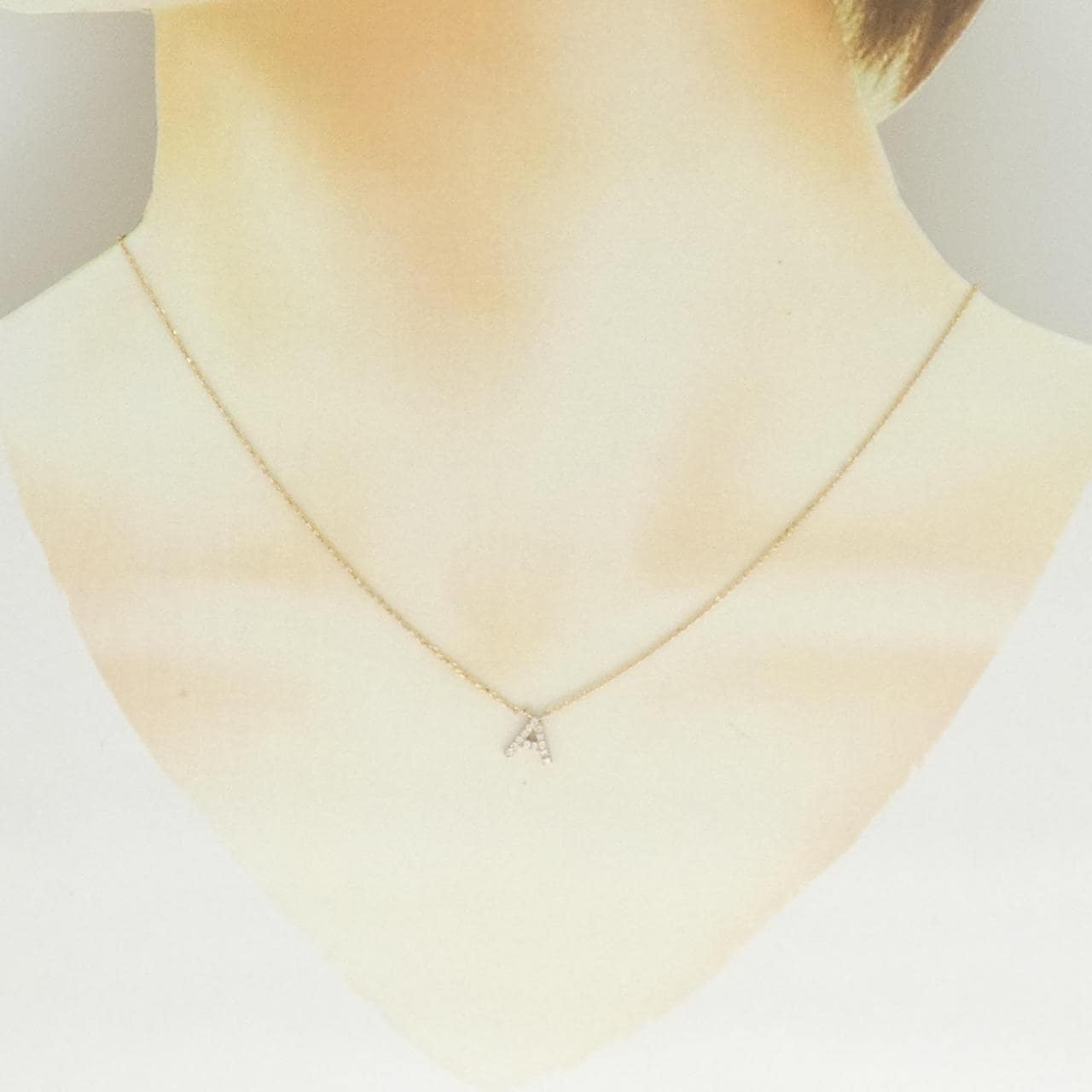 K18PG イニシャルA ダイヤモンド ネックレス 0.06CT