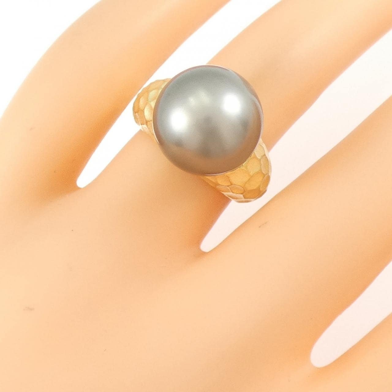 K18YG 黒蝶パール リング 13.0mm