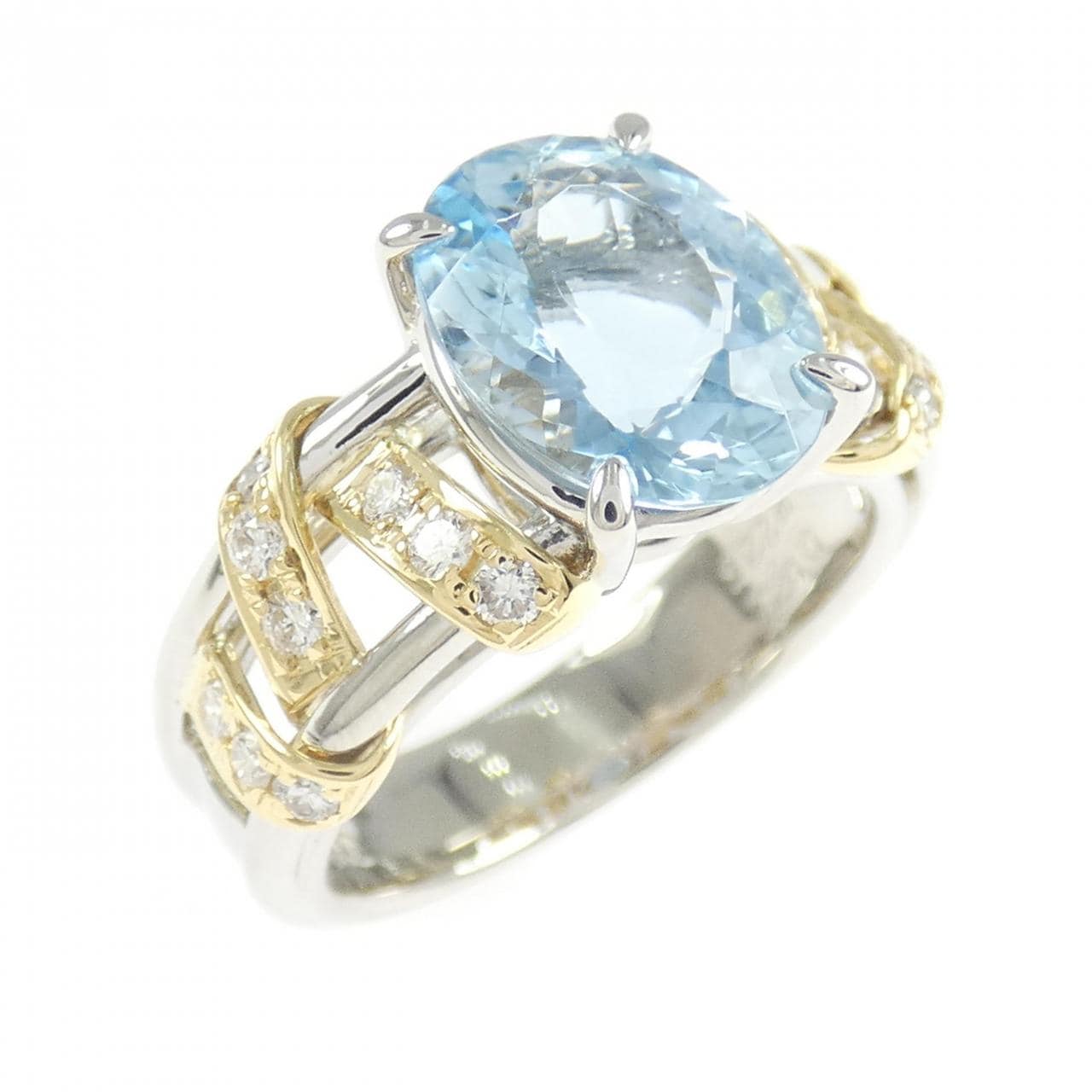 PT900/K18YG アクアマリン リング 2.25CT