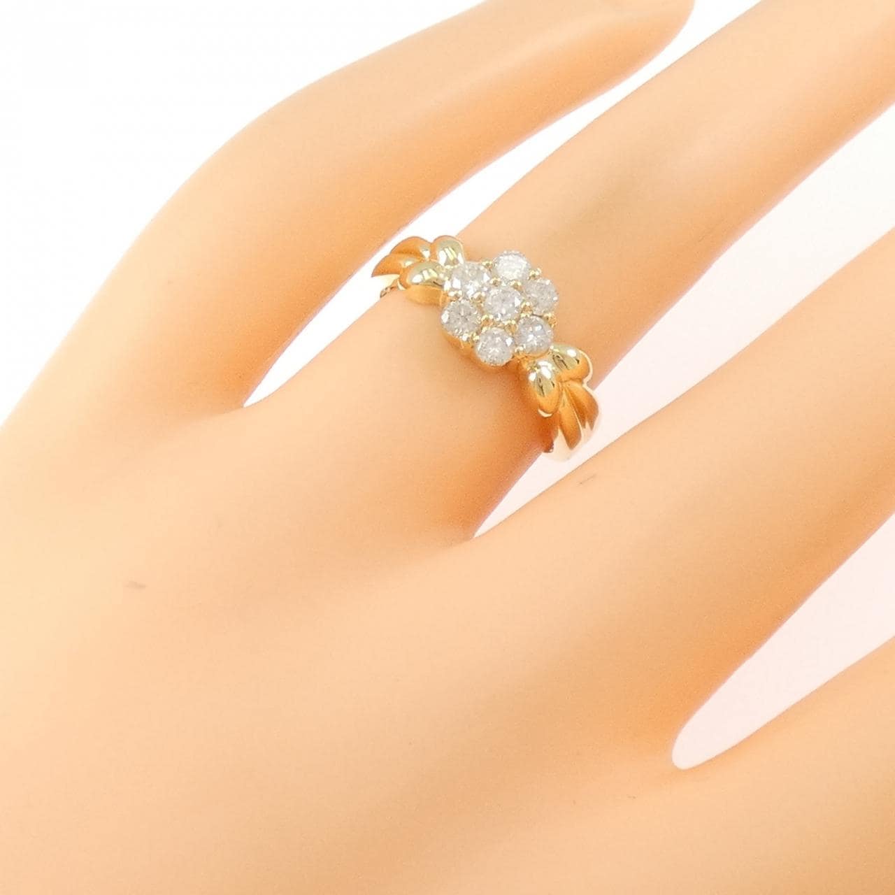 K18YG フラワー ダイヤモンド リング 0.53CT