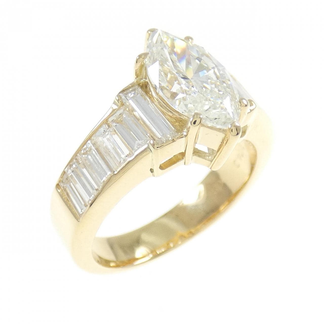 K18YG Diamond Ring 1.743CT I SI2 Marquise Cut