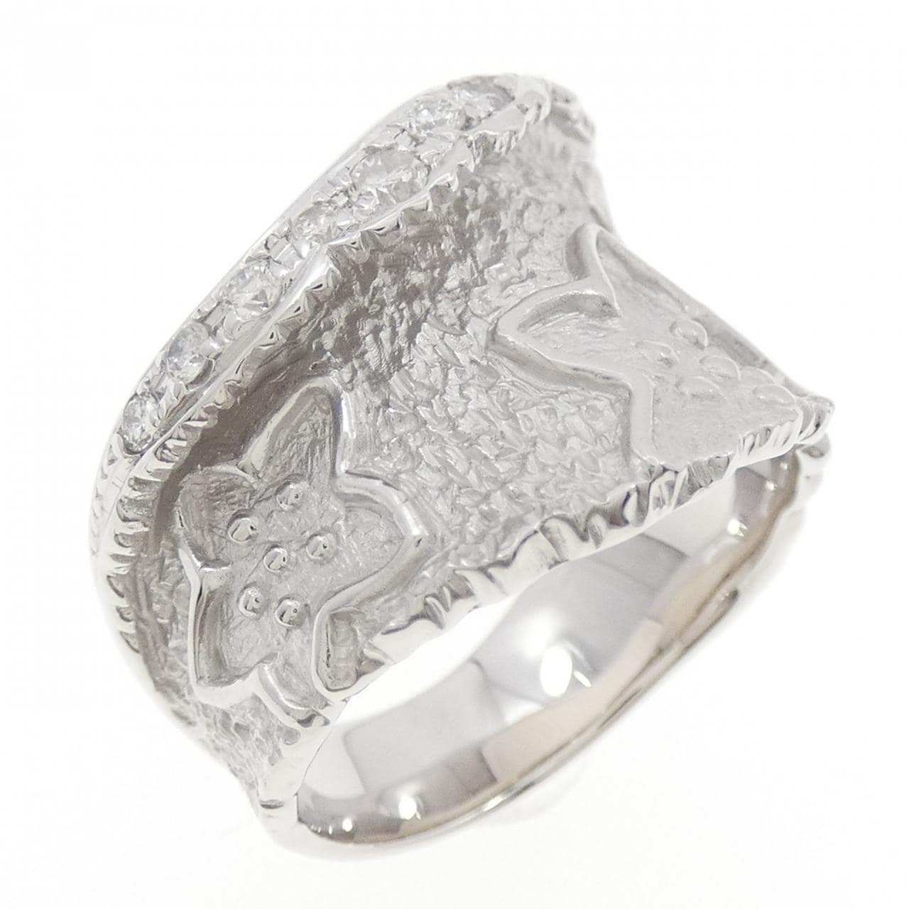 K18WG フラワー ダイヤモンド リング 0.23CT