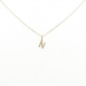 18KYG/K18YG イニシャルN ダイヤモンド ネックレス 0.06CT