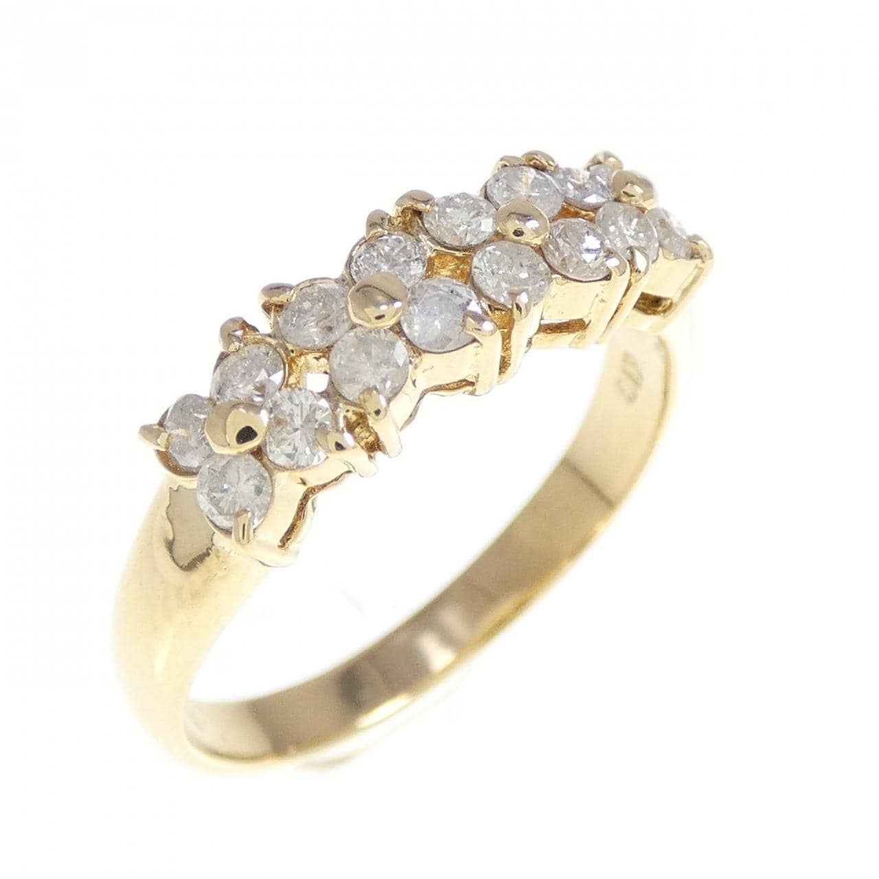K18YG フラワー ダイヤモンド リング 0.40CT