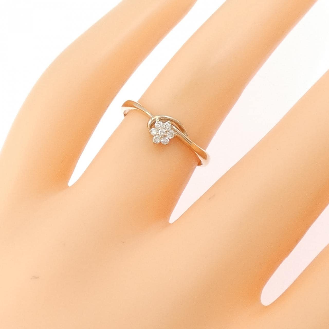 K18PG フラワー ダイヤモンド リング 0.07CT