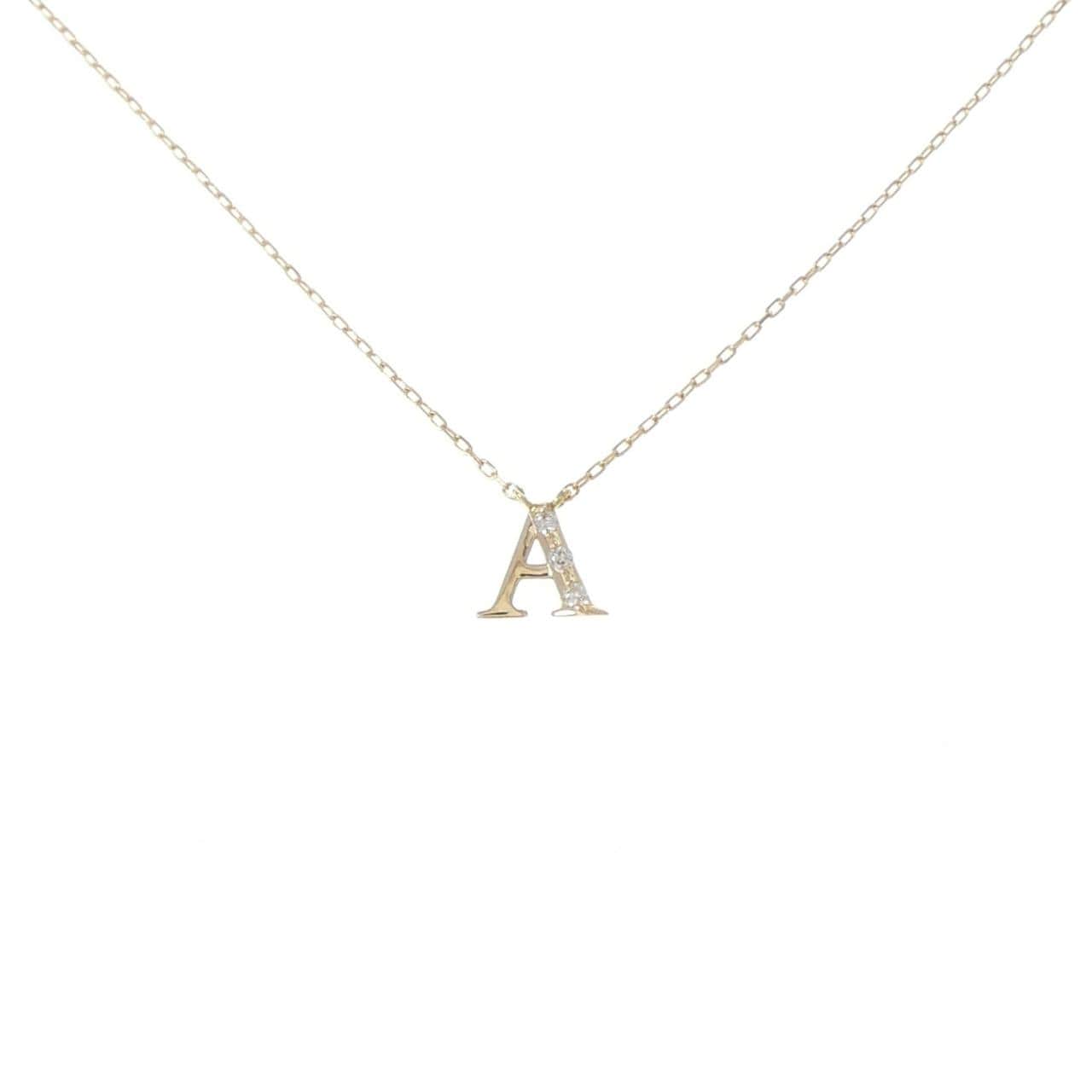 K18YG イニシャルA ダイヤモンド ネックレス