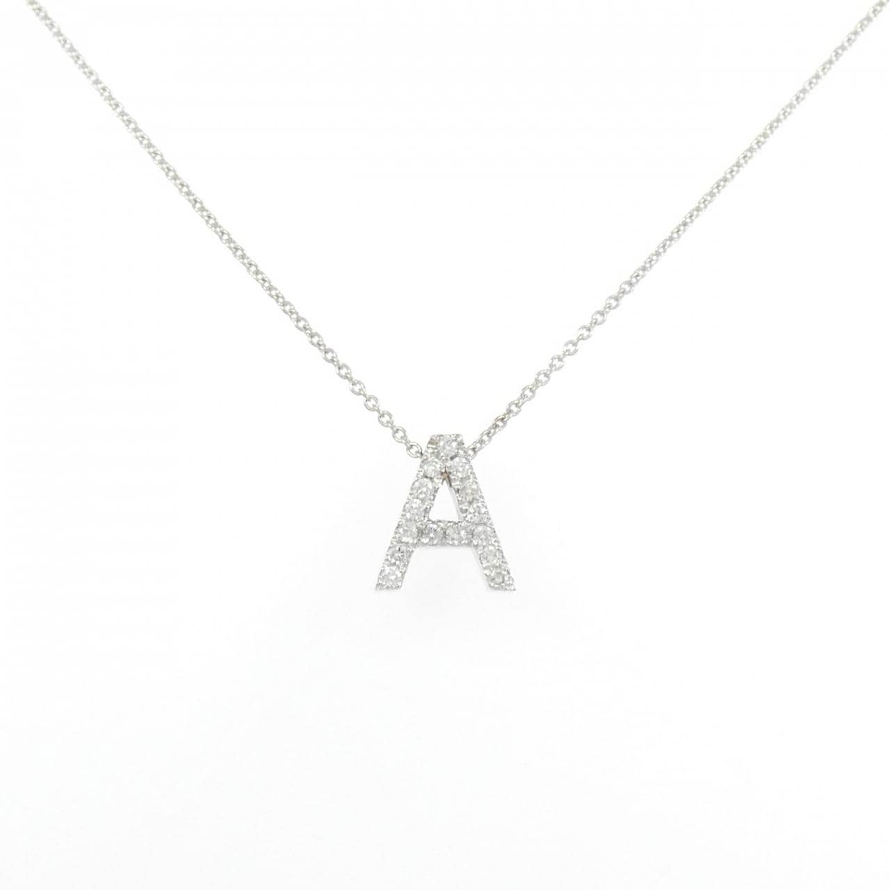 K18WG イニシャルA ダイヤモンド ネックレス 0.15CT