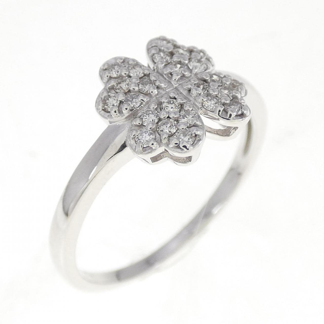 K18WG Clover Diamond Ring 0.20CT