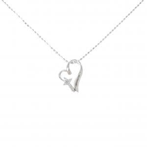 K10WG ハート×クロス ダイヤモンド ネックレス 0.04CT
