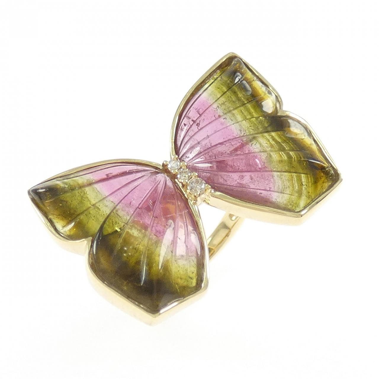 K18YG バタフライ トルマリン リング