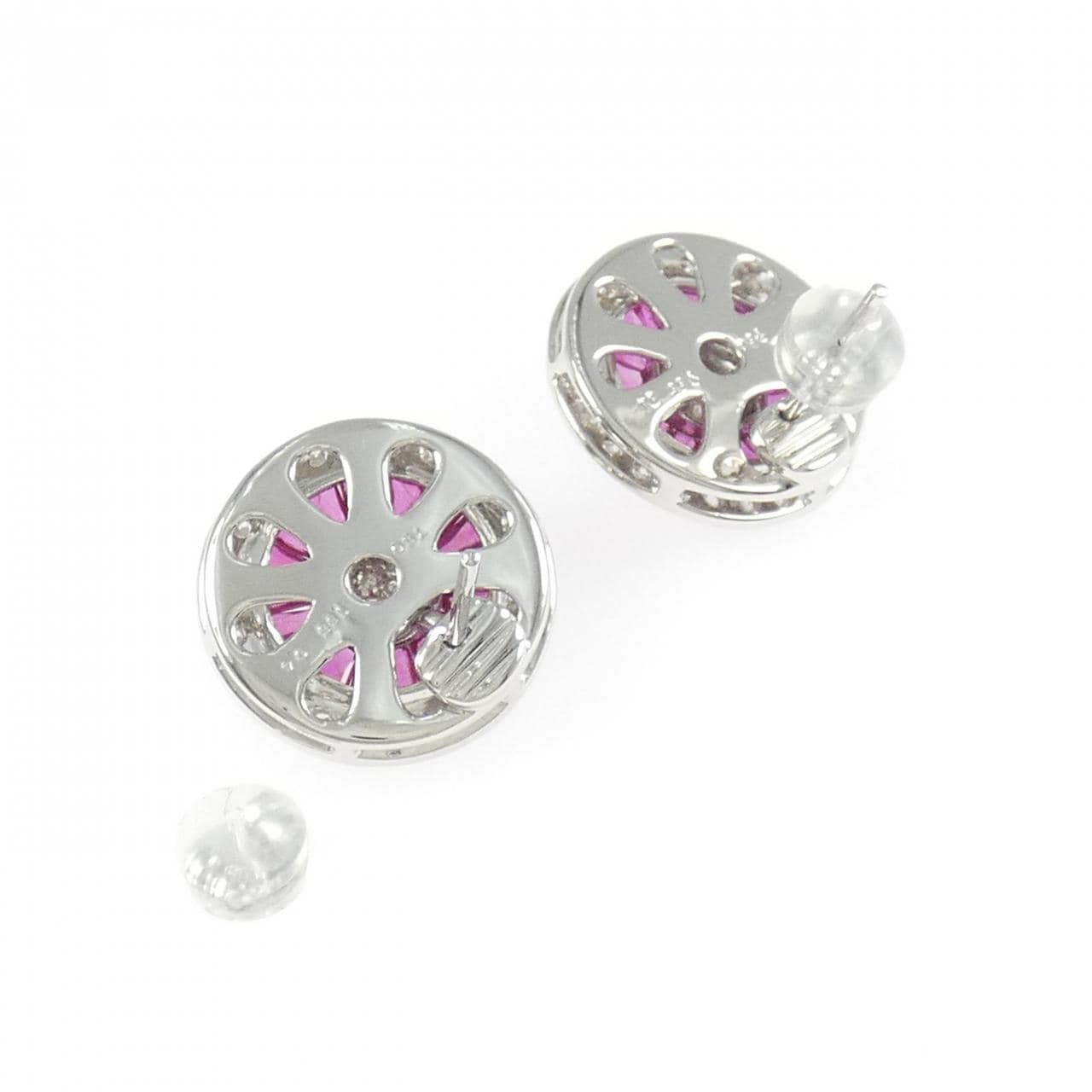 750WG/K18WG ルビー ピアス 3.10CT