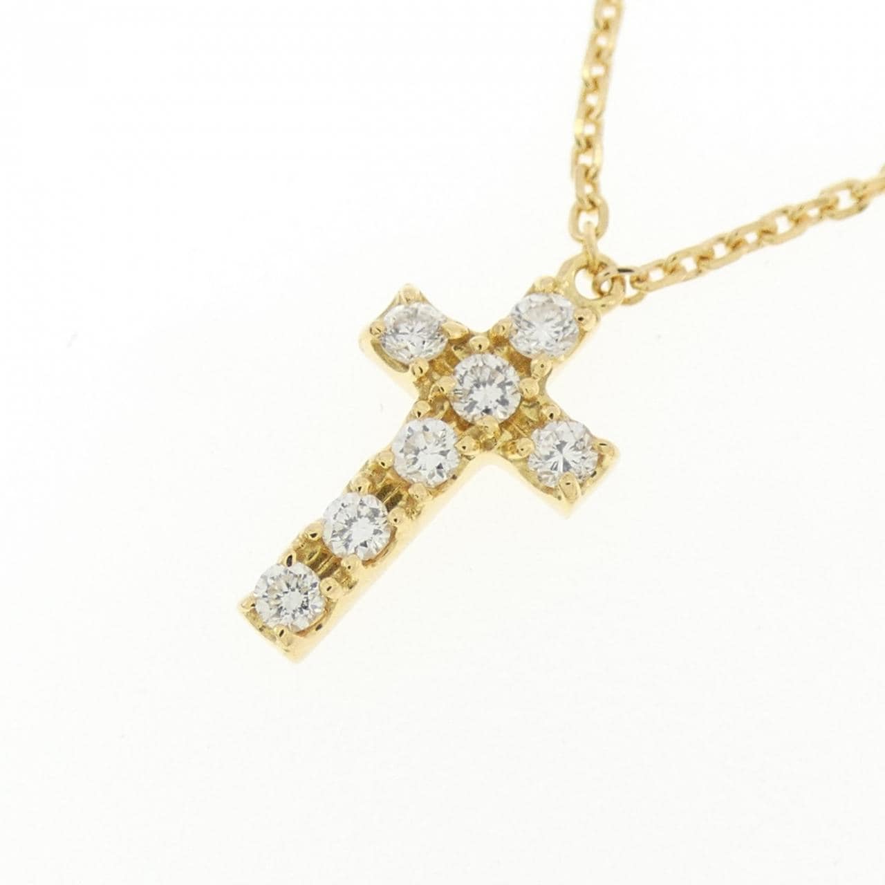 K18YG クロス ダイヤモンド ネックレス 0.10CT