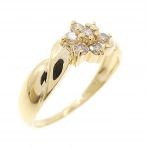 K18YG フラワー ダイヤモンド リング 0.23CT