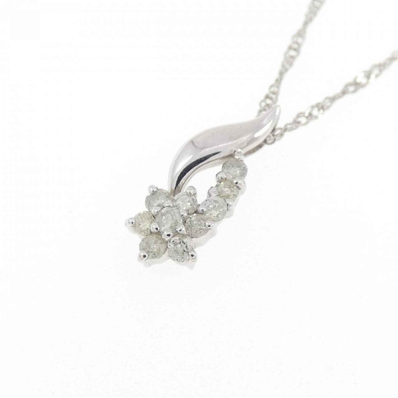 PT900/PT850 フラワー ダイヤモンド ネックレス 0.1CT