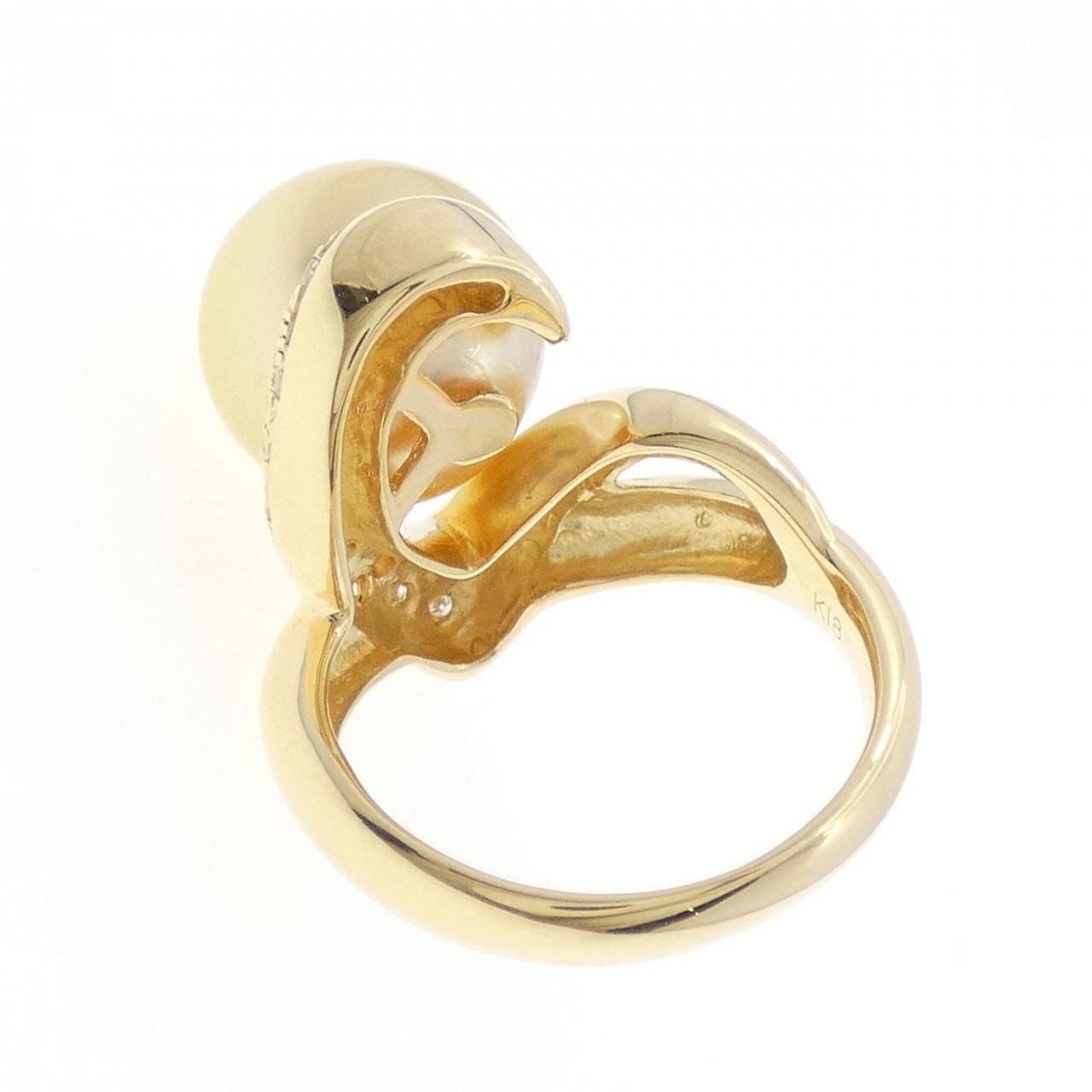 K18YG 白蝶パール リング 11.5mm