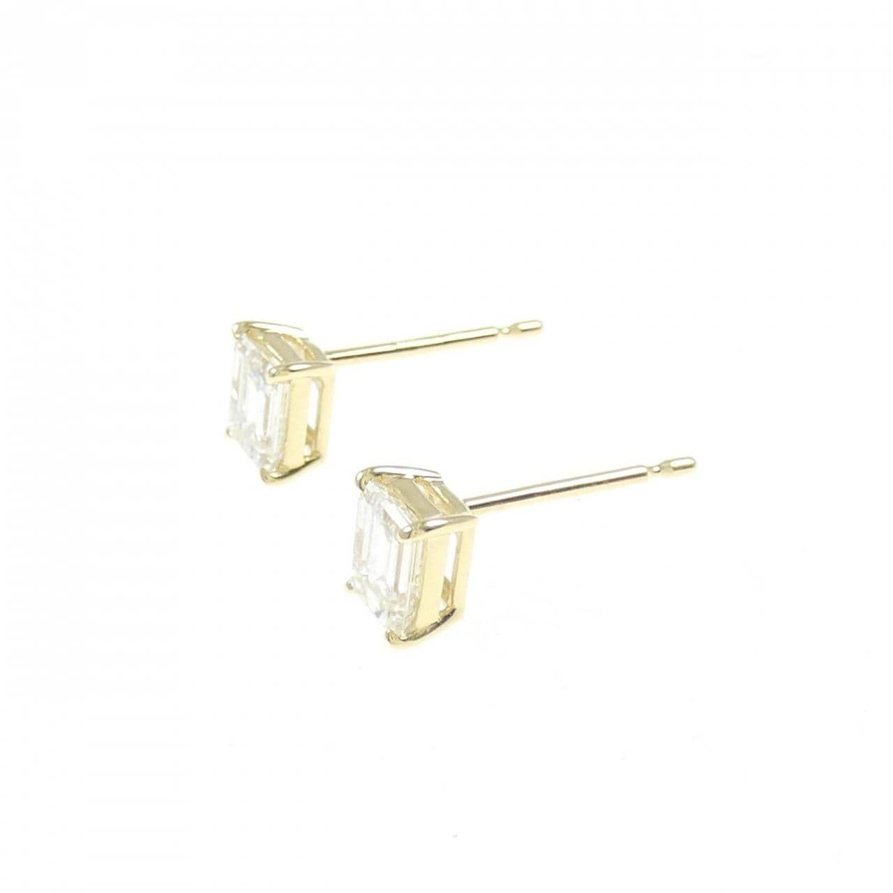 [Remake] K18YG/ST Diamond Earrings 0.508CT 0.561CT JK VS1-2 Emerald Cut