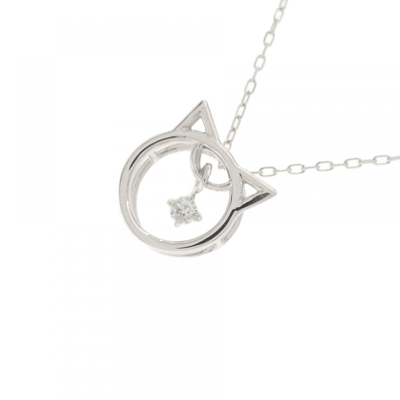 K10WG キャット ダイヤモンド ネックレス 0.03CT