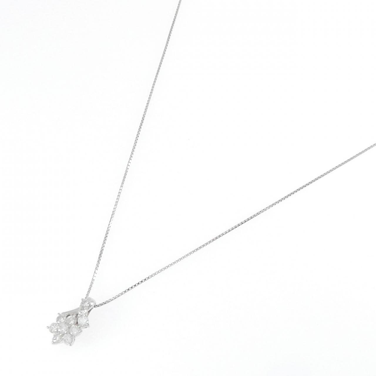 PT900/PT850 フラワー ダイヤモンド ネックレス 0.50CT
