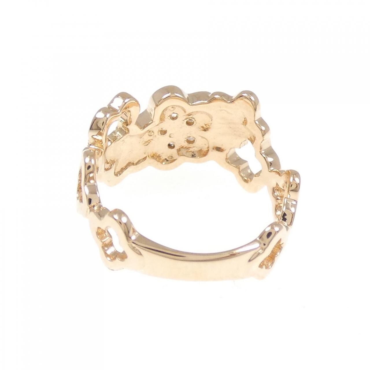 K18PG フラワー ダイヤモンド ピンキー リング 0.05CT