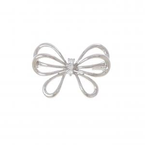 K18WG バタフライ ダイヤモンド ブローチ 0.10CT