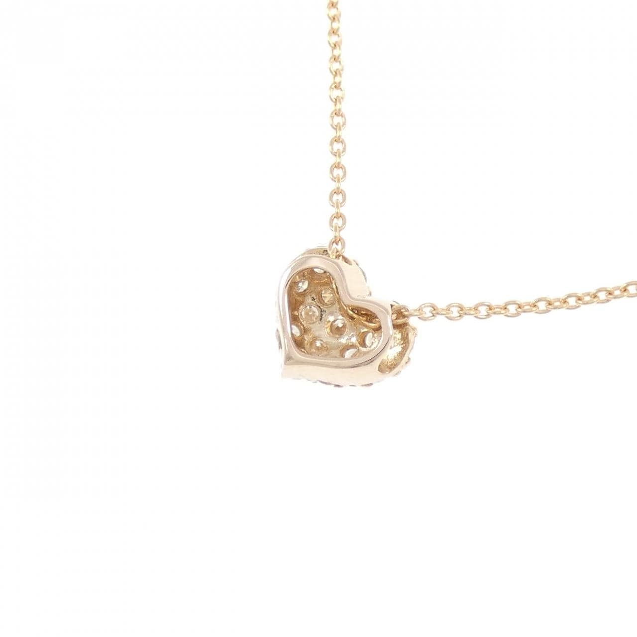 K18PG パヴェ ハート ダイヤモンド ネックレス 0.20CT