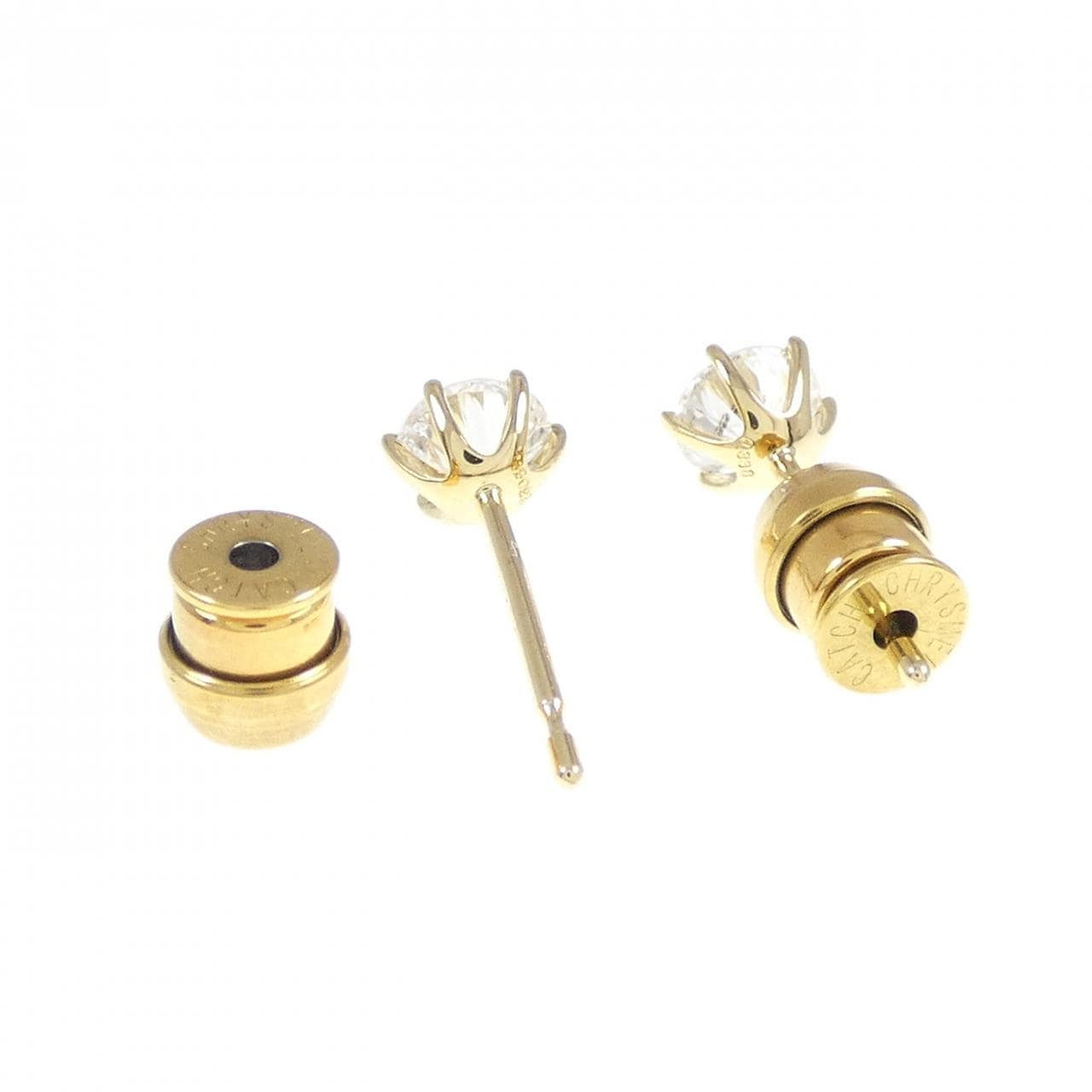 [再加工款] K18YG/ST鑽石耳環 0.308CT 0.338CT D SI2 VG-GOOD