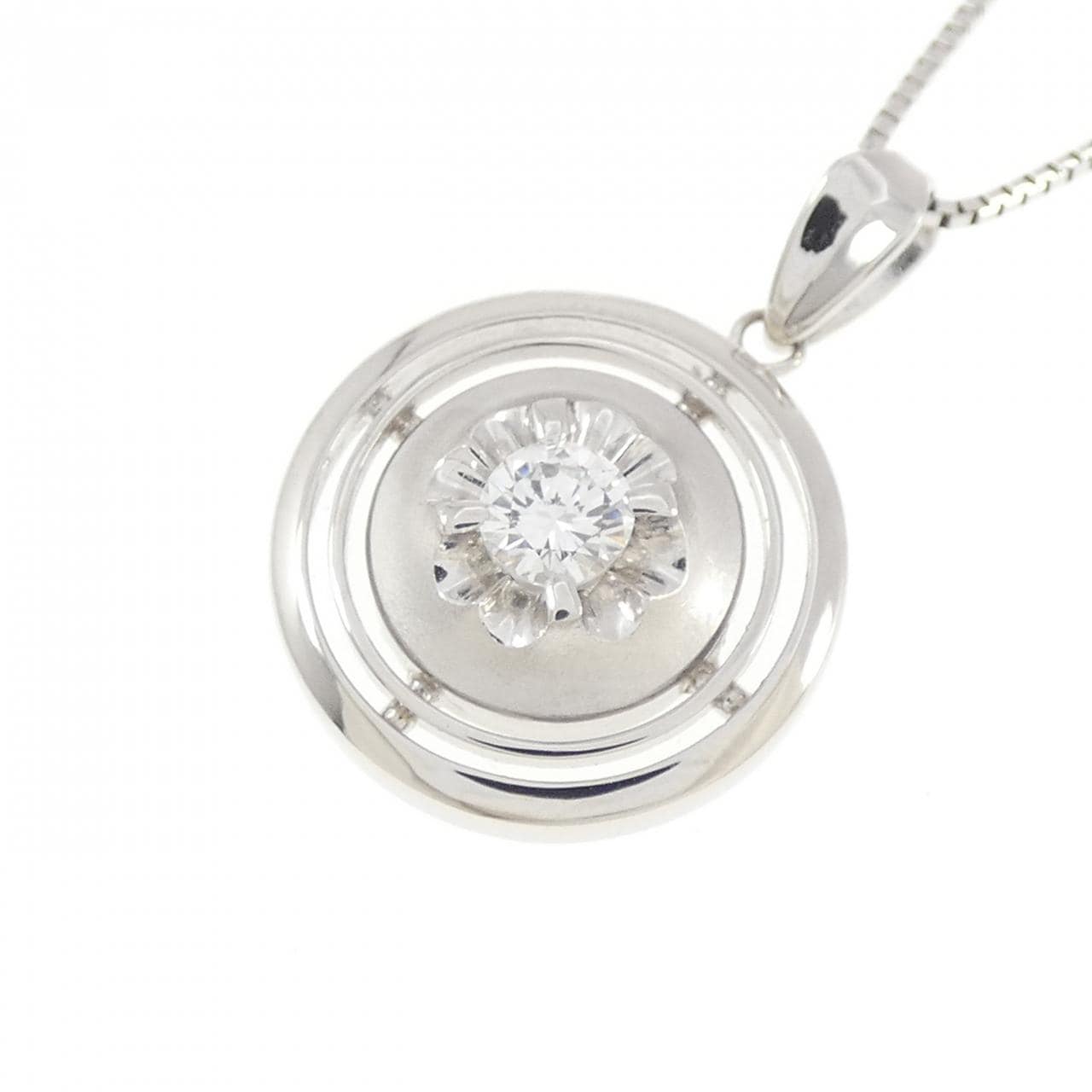 PT900/PT850 フラワー ダイヤモンド ネックレス 0.18CT