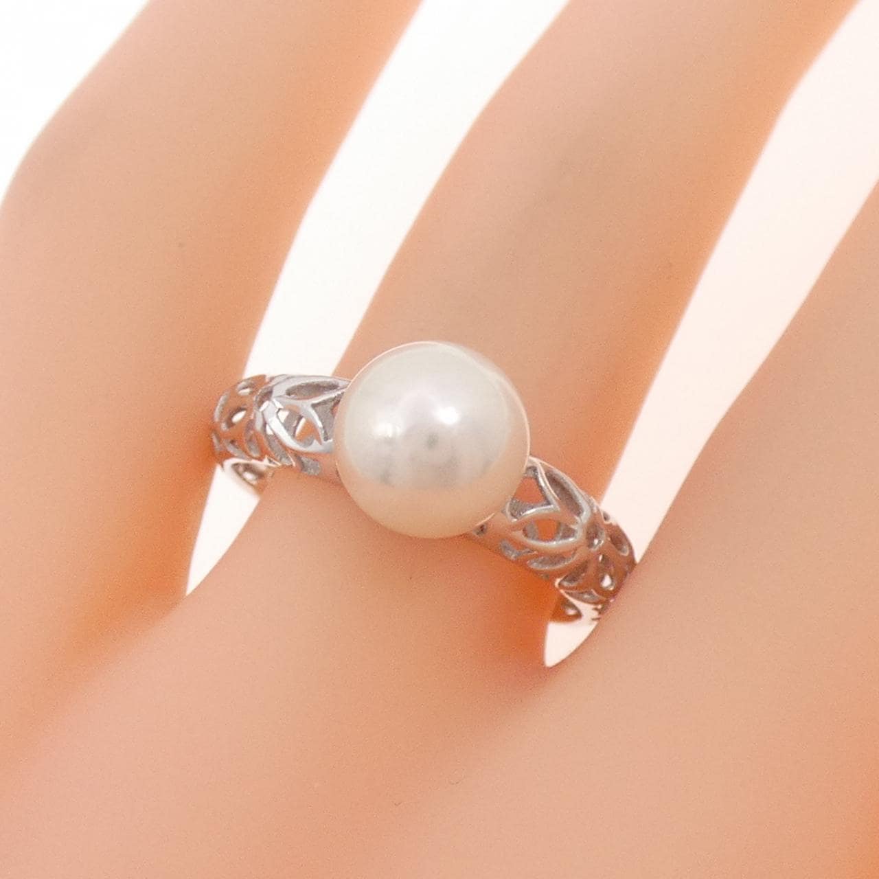 K18WG アコヤパール リング 8mm