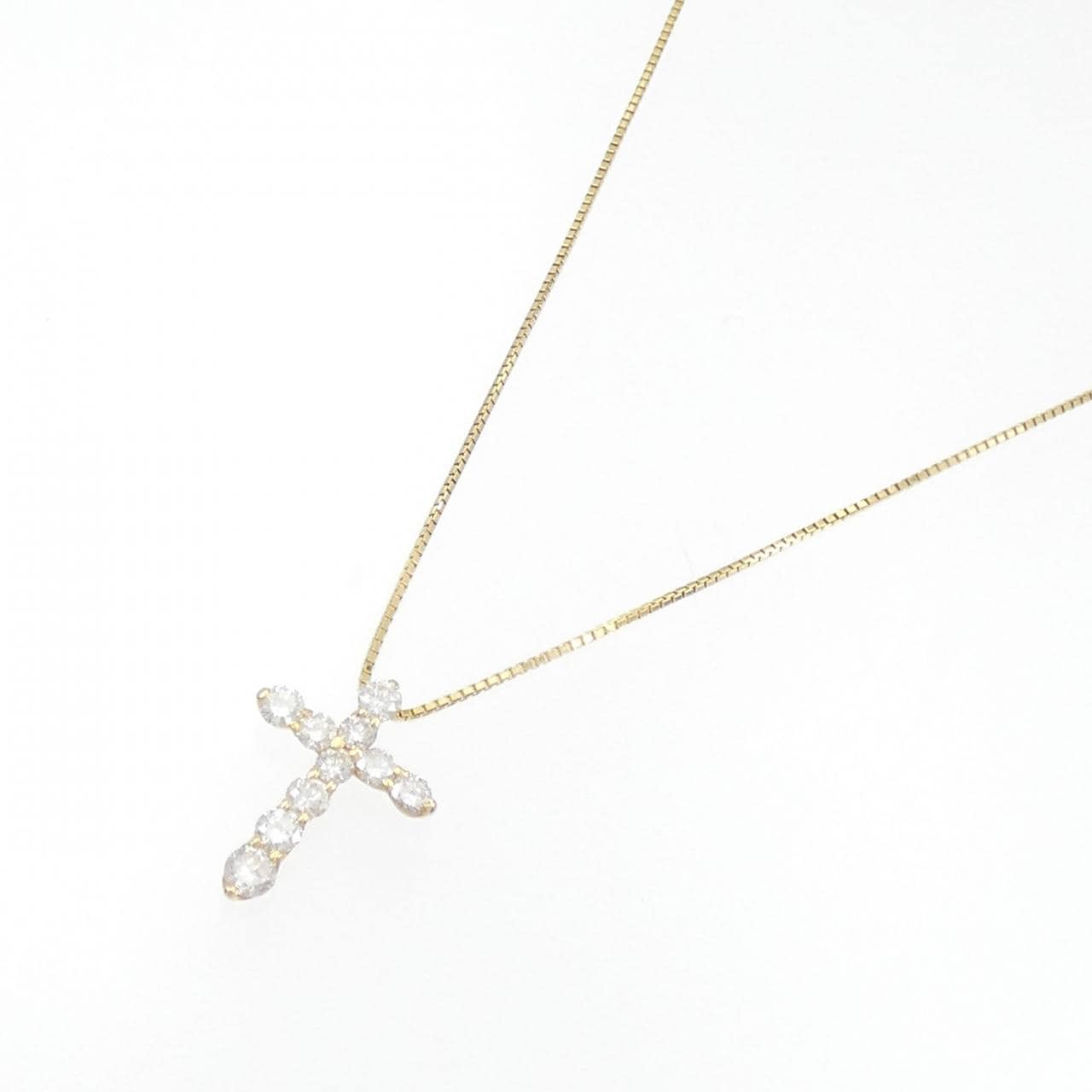 K18YG クロス ダイヤモンド ネックレス 1.02CT
