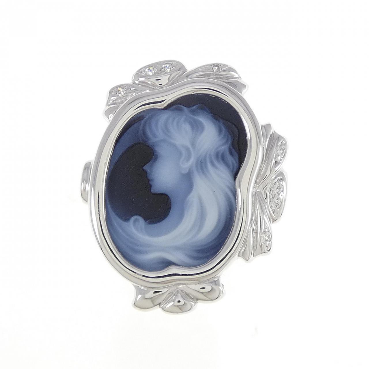 K14WG Agate Cameo Ring