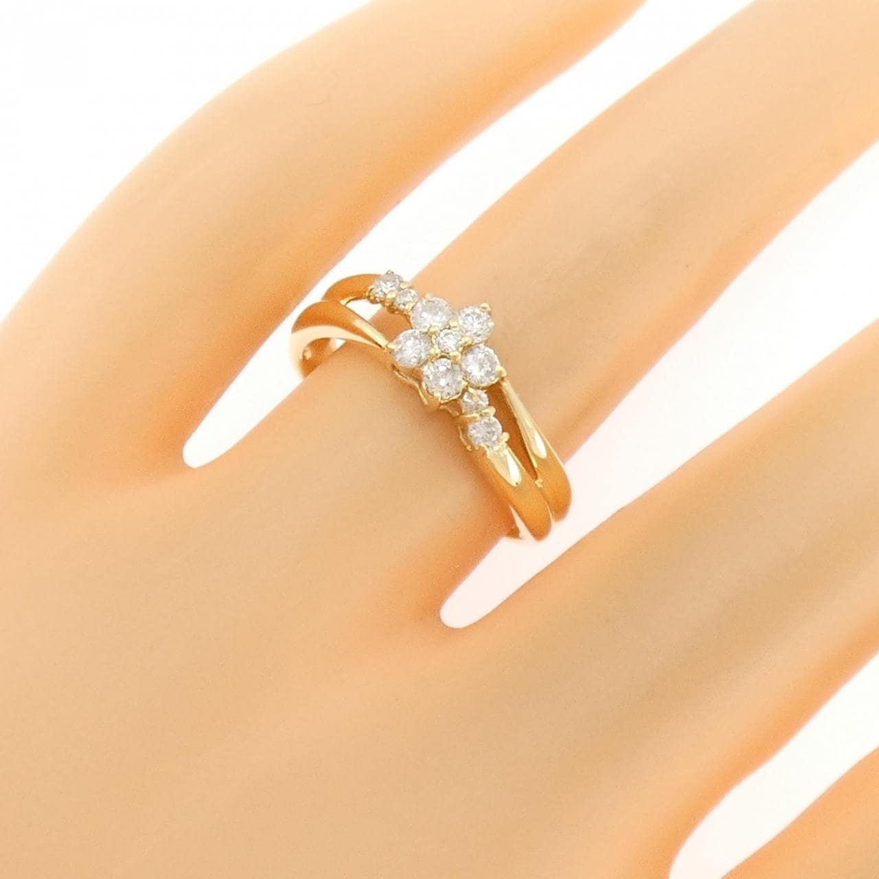 K18YG フラワー ダイヤモンド リング 0.34CT