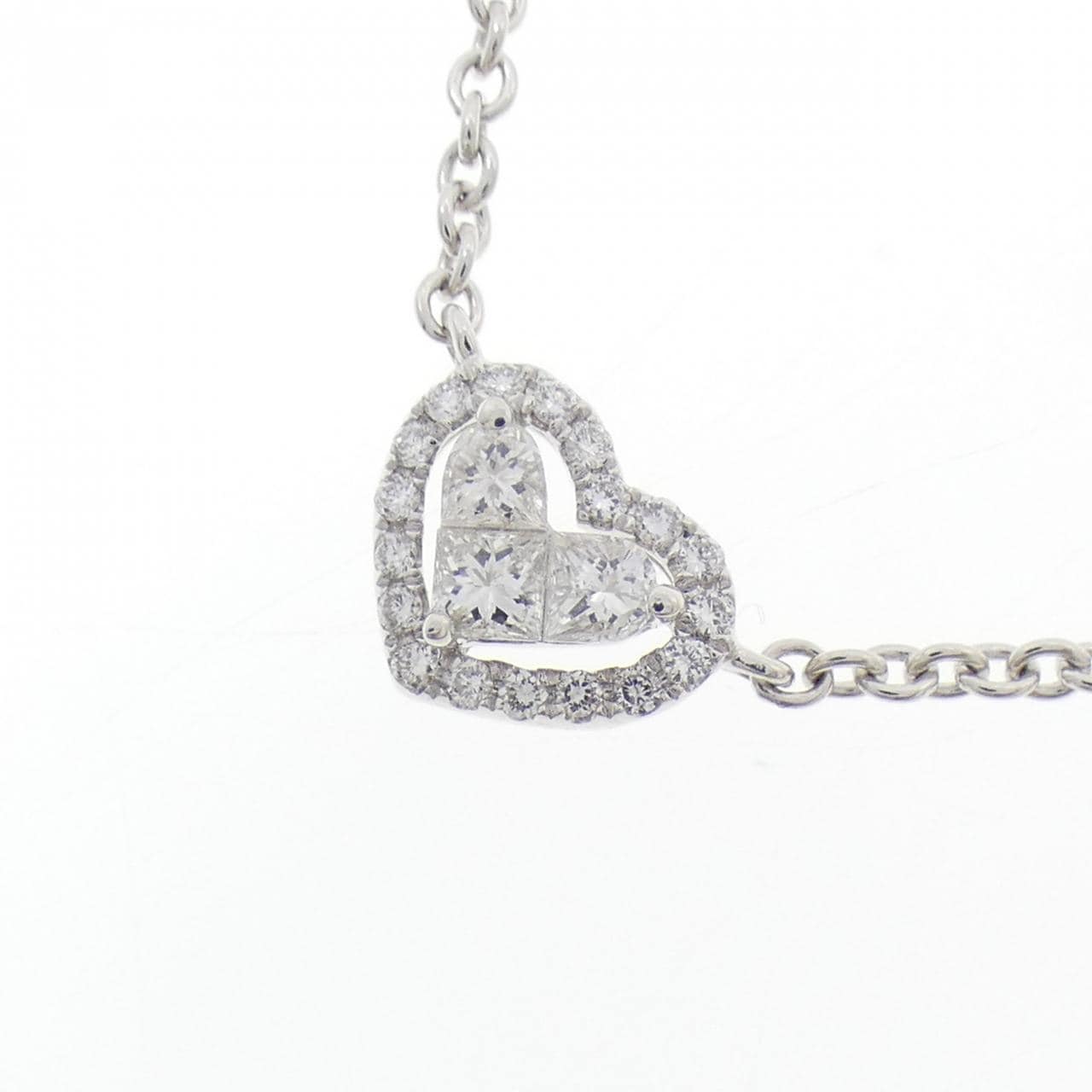 750WG ハート ダイヤモンド ネックレス