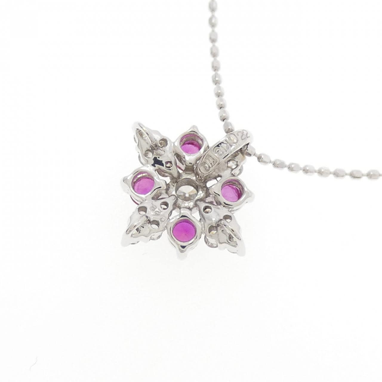 K18WG ルビー ネックレス 0.22CT