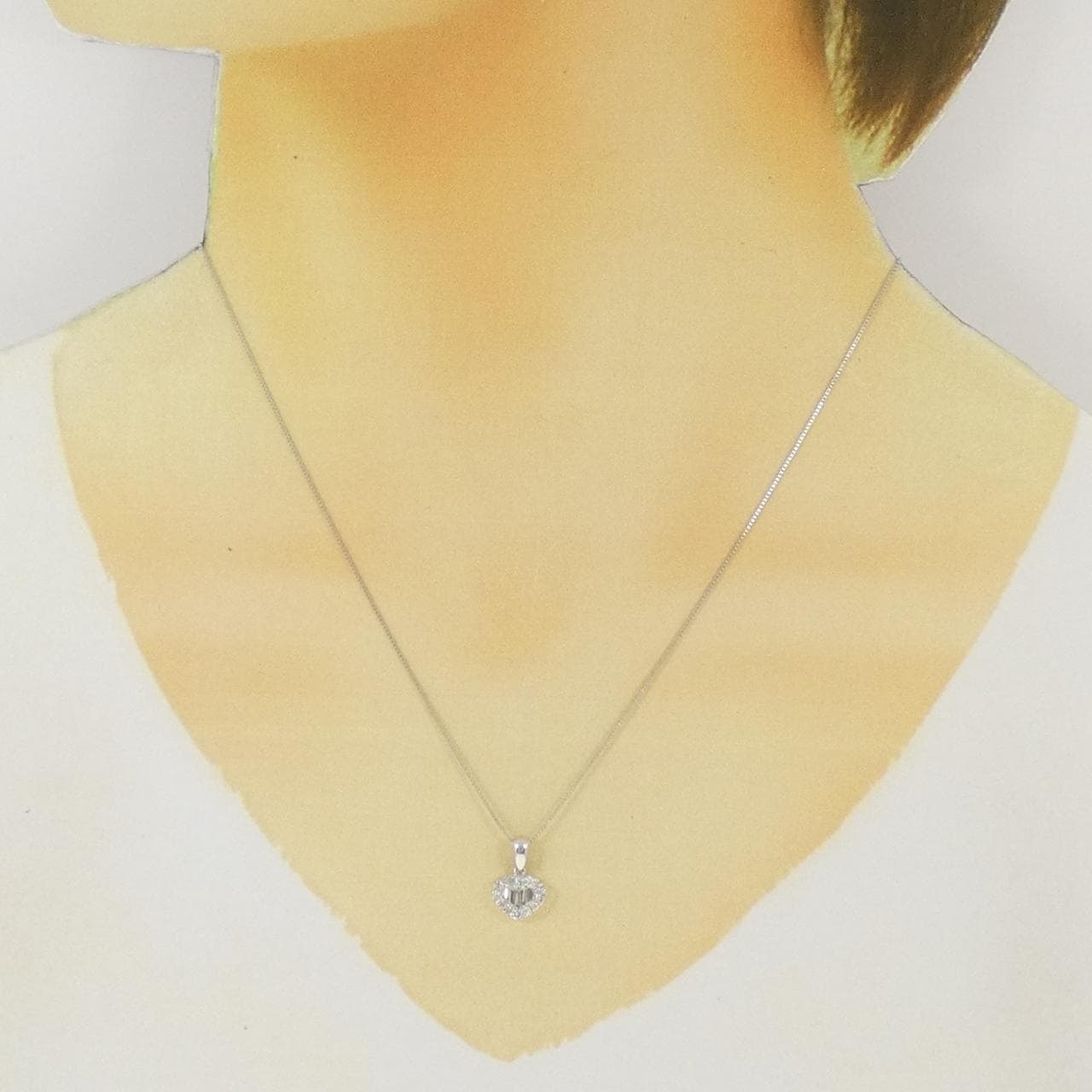 K18WG ハート ダイヤモンド ネックレス 0.13CT