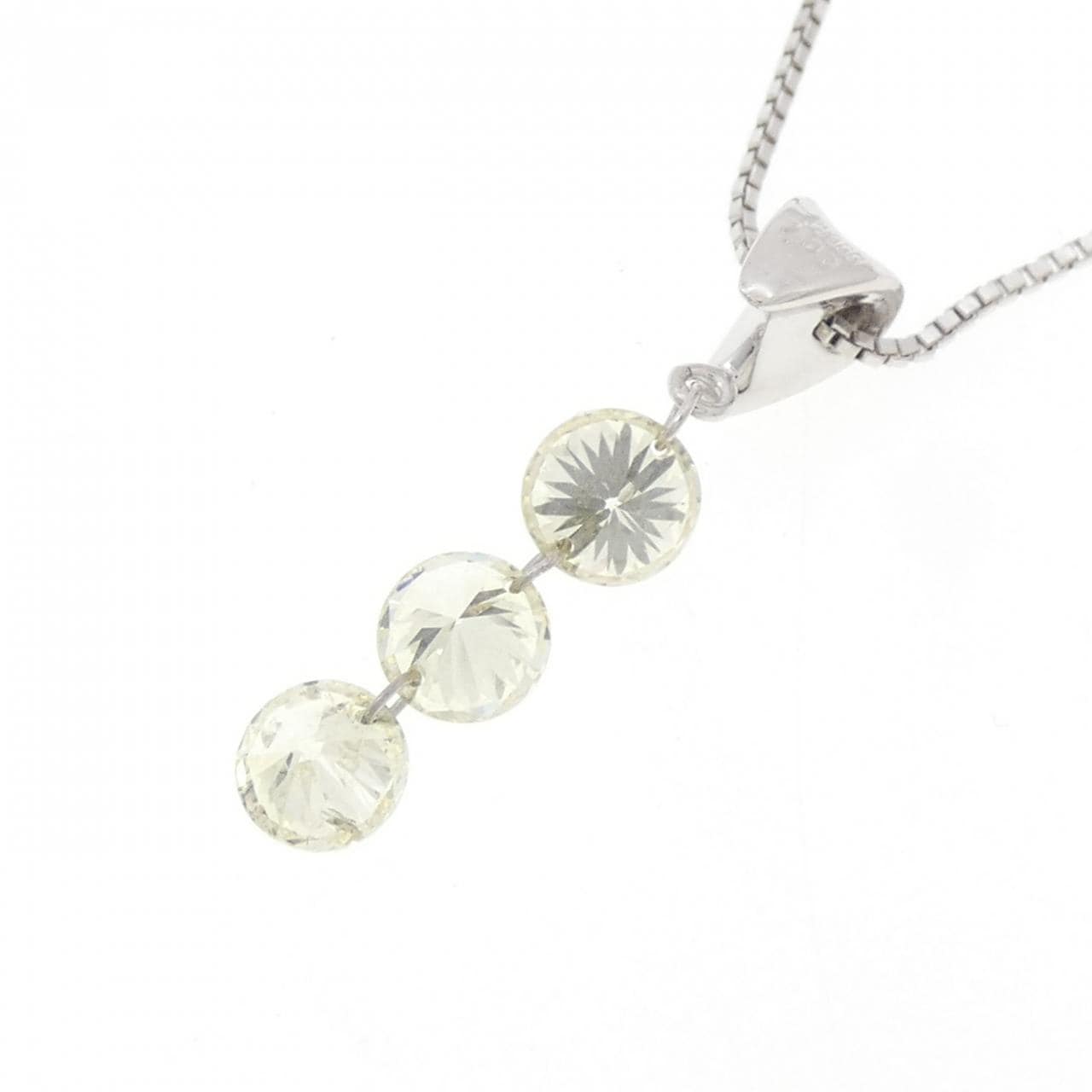 PT900/PT850 スリーストーン ダイヤモンド ネックレス 1.03CT